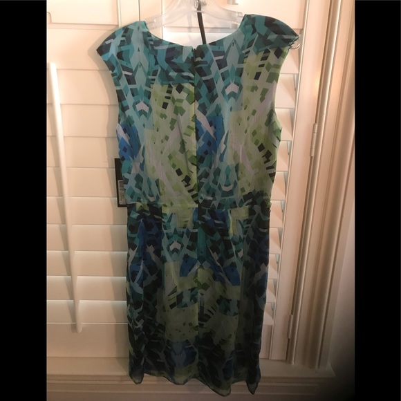 Andrew Marc New York Abstract Print Faux Wrap Dress - Picture 2 of 6